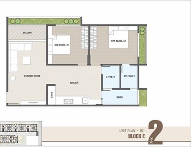 Image of 1170 Sq.ft 2 BHK Apartment / Flat for sale in Shivam Grace, Ghatlodiya, Ahmedabad for Rs. 7500000