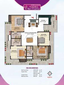 Image of 1518 Sq.ft 3 BHK Apartment / Flat for sale in Vardha Sky Castle, Kalindipuram, Allahabad for Rs. 10170131
