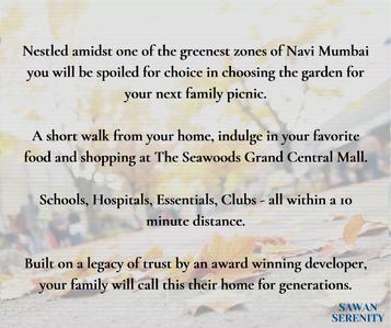 Image of 1500 Sq.ft 3 BHK Apartment / Flat for sale in Shree Sawan Serenity, Nerul, Navi Mumbai for Rs. 26500000