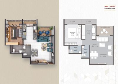 Image of 800 Sq.ft 2 BHK Apartment / Flat for sale in D K SPM Dream City Phase 1, Ambernath East, Ambernath for Rs. 3401356