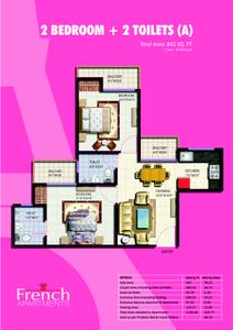 Image of 842 Sq.ft 2 BHK Apartment / Flat for sale in Anthem French Apartments, Noida Extension, Greater Noida for Rs. 7700000