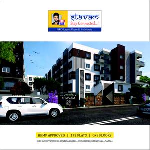 Image of 1385 Sq.ft 3 BHK Apartment / Flat for sale in DS Stavam, Gantiganahalli, Bengaluru for Rs. 9600000