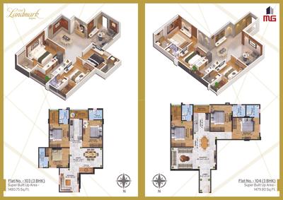 Image of 1100 Sq.ft 3 BHK Apartment / Flat for sale in MG The Landmark, Jagatpura, Jaipur for Rs. 6000000