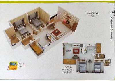 Image of 600 Sq.ft 2 BHK Apartment / Flat for sale in HBA Park, Bhilgaon, Nagpur for Rs. 4000000