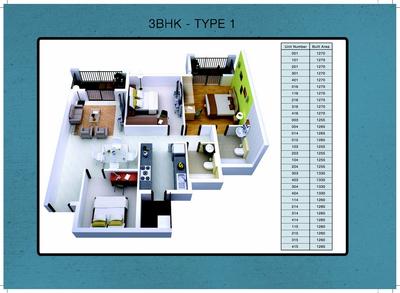 Image of 1455 Sq.ft 3 BHK Apartment / Flat for sale in MIMS Habitat by MIMS Builders, Hennur, Bengaluru for Rs. 11600000
