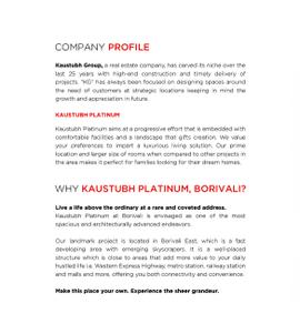 Image of 999 Sq.ft 2 BHK Apartment / Flat for sale in Kaustubh Platinum, Borivali East, Mumbai for Rs. 18500000