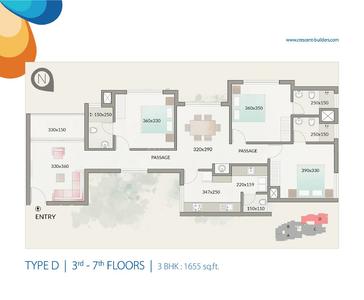 Image of 1104 Sq.ft 2 BHK Apartment / Flat for sale in Crescent Zinnia, Pottammal, Kozhikode for Rs. 7000000