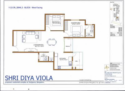 Image of 1260 Sq.ft 3 BHK Apartment / Flat for sale in Shri Viola, Kadagrahara, Bengaluru for Rs. 7000000