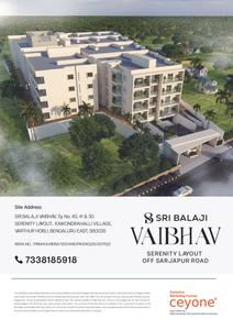 Image of 1085 Sq.ft 2 BHK Apartment / Flat for sale in Sri Balaji Vaibhav, Bellandur, Bengaluru for Rs. 13000000