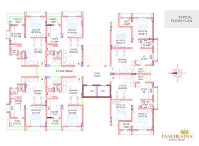 Image of 1590 Sq.ft 3 BHK Apartment / Flat for sale in Panchratna Apartment by Panchratna Developers, Athwa, Surat for Rs. 7500000
