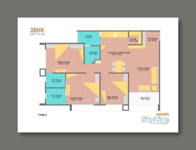 Image of 1926 Sq.ft 3 BHK Apartment / Flat for sale in Akshar Sahjanand Skyline, Vavol, Gandhinagar for Rs. 6500000
