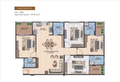 Image of 1705 Sq.ft 3 BHK Apartment / Flat for sale in The Urban Crest, Mansarovar, Jaipur for Rs. 9200000