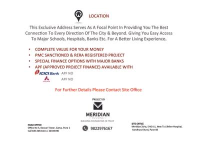 Image of 966 Sq.ft 2 BHK Apartment / Flat for sale in Meridian Zuha, Kondhwa, Pune for Rs. 9800000