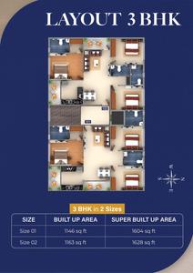 Image of 1163 Sq.ft 3 BHK Apartment / Flat for sale in NM Heritage, Bhicholi Mardana, Indore for Rs. 4800000
