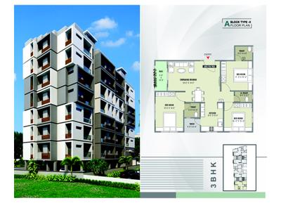 Image of 1300 Sq.ft 3 BHK Apartment / Flat for sale in Shwetsom Stavam Residency, Gota, Ahmedabad for Rs. 9200000