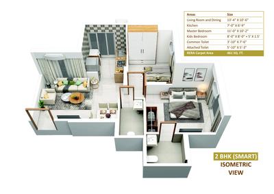 Image of 560 Sq.ft 2 BHK Apartment / Flat for sale in Kripa Passcode Green Canvas, Vikhroli East, Mumbai for Rs. 10200000