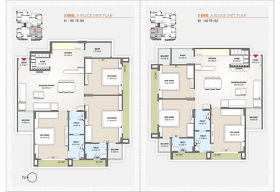Image of 1719 Sq.ft 3 BHK Apartment / Flat for sale in Shree Ugati Residency, Ghatlodiya, Ahmedabad for Rs. 8000000