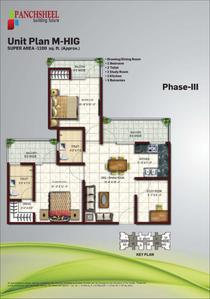 Image of 1100 Sq.ft 3 BHK Apartment / Flat for sale in Panchsheel Primrose, Shastri Nagar, Ghaziabad for Rs. 6500000