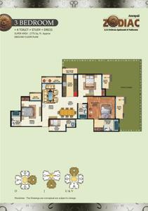 Image of 1074 Sq.ft 2.5 BHK Apartment / Flat for sale in Amrapali Zodiac, Sector 120, Noida for Rs. 10000000