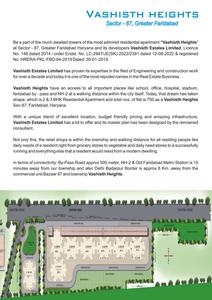 Image of 566 Sq.ft 2 BHK Apartment / Flat for sale in Vashisth Heights, Sector 87, Faridabad for Rs. 4500000