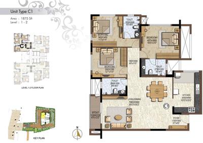 Image of 2825 Sq.ft 4 BHK Apartment / Flat for sale in Prestige Brooklyn Heights, JP Nagar, Bengaluru for Rs. 57000000
