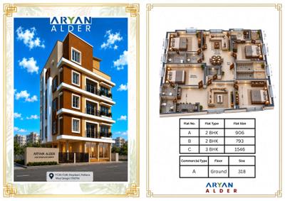 Image of 1200 Sq.ft 3 BHK Apartment / Flat for sale in Aryan Signature, Mukundapur, Kolkata for Rs. 6700000