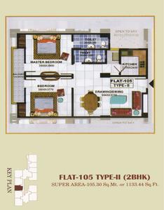 Image of 1713 Sq.ft 3 BHK Apartment / Flat for sale in RK Park Ultima, Jankipuram Extension, Lucknow for Rs. 9000000