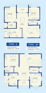 Image of 1453 Sq.ft 3 BHK Apartment / Flat for sale in Ramky One Kosmos , Nallagandla, Hyderabad for Rs. 13000000