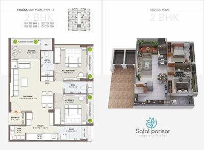 Image of 697 Sq.ft 2 BHK Apartment / Flat for sale in Ganesha Safal Parisar, Vavol, Gandhinagar for Rs. 5500000