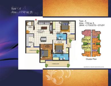 Image of 1264 Sq.ft 2.5 BHK Apartment / Flat for sale in Ekdant Dronagiri Vasundhara, Vasundhara, Ghaziabad for Rs. 13000000