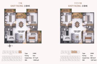 Image of 717 Sq.ft 2 BHK Apartment / Flat for sale in Luxury Mark Opera, Iggaluru Village, Bengaluru for Rs. 7199999