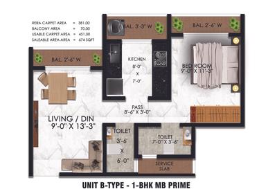 Image of 625 Sq.ft 1 BHK Apartment / Flat for sale in Yogi Belleza, Bhiwandi, Thane for Rs. 3200000
