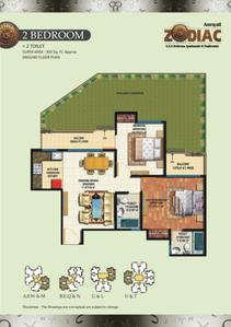 Image of 1074 Sq.ft 2.5 BHK Apartment / Flat for sale in Amrapali Zodiac, Sector 120, Noida for Rs. 10000000
