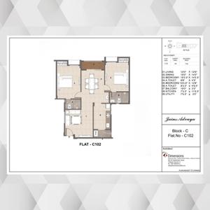 Image of 1099 Sq.ft 2 BHK Apartment / Flat for sale in Jain Advaya, Porur, Chennai for Rs. 6803000