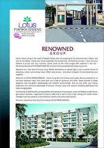 Image of 640 Sq.ft 1 BHK Apartment / Flat for sale in Renowned Park Lotus, Surajpur, Greater Noida for Rs. 2200000