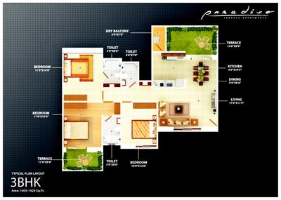 Image of 1187 Sq.ft 2 BHK Apartment / Flat for sale in Atul Paradiso, Wakad, Pune for Rs. 11000000
