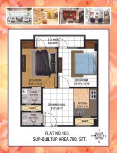 Image of 699 Sq.ft 2 BHK Apartment / Flat for sale in Shri Hari Om Apartment, Mahmoorganj, Varanasi for Rs. 4250000