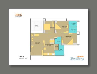 Image of 1926 Sq.ft 3 BHK Apartment / Flat for sale in Akshar Sahjanand Skyline, Vavol, Gandhinagar for Rs. 6500000