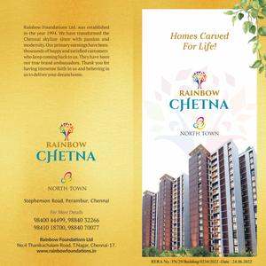 Image of 1335 Sq.ft 3 BHK Apartment / Flat for sale in Rainbow Chetna, Perambur, Chennai for Rs. 12300000