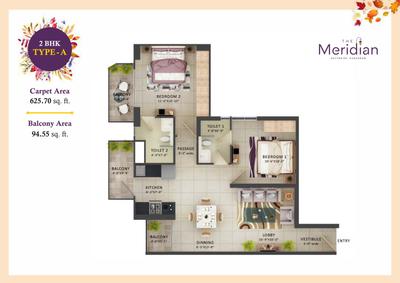 Image of 760 Sq.ft 2 BHK Apartment / Flat for sale in MRG The Meridian, Sector 89, Gurgaon for Rs. 7100000