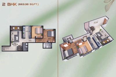 Image of 1038 Sq.ft 3 BHK Apartment / Flat for sale in The Obsidian, Jogeshwari West, Mumbai for Rs. 24500000