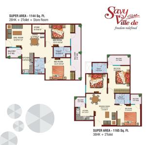 Image of 1198 Sq.ft 3 BHK Apartment / Flat for sale in Ascent Savy Ville De, Raj Nagar Extension, Ghaziabad for Rs. 8500000