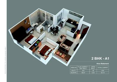 Image of 800 Sq.ft 2 BHK Apartment / Flat for sale in A Familia, Ambegaon Budruk, Pune for Rs. 8500000