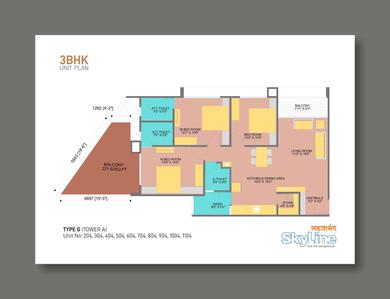 Image of 1926 Sq.ft 3 BHK Apartment / Flat for sale in Akshar Sahjanand Skyline, Vavol, Gandhinagar for Rs. 6500000