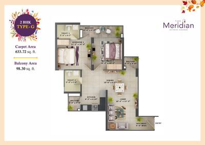 Image of 760 Sq.ft 2 BHK Apartment / Flat for sale in MRG The Meridian, Sector 89, Gurgaon for Rs. 7100000