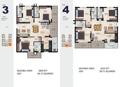 Image of 1820 Sq.ft 3 BHK Apartment / Flat for sale in Maram Katam Jayasree, Karmanghat, Hyderabad for Rs. 13129500