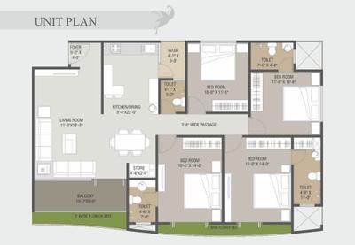 Image of 2300 Sq.ft 4 BHK Apartment / Flat for sale in Empire Flora, Vemali, Vadodara for Rs. 8200000