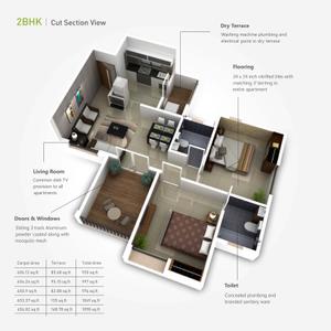 Image of 828 Sq.ft 2 BHK Apartment / Flat for sale in VJ Palash Boulevard, Pirangut, Pune for Rs. 4200000