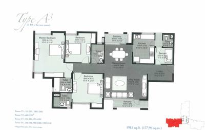 Image of 4000 Sq.ft 4 BHK Apartment / Flat for sale in Unitech Heights, New Town, Kolkata for Rs. 28000000