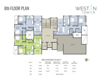 Image of 1000 Sq.ft 2 BHK Apartment / Flat for sale in Lanke Westen Tower, Wakad, Pune for Rs. 8500000